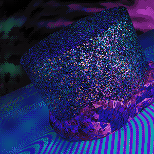 3D rendering of an abstract purple cake.